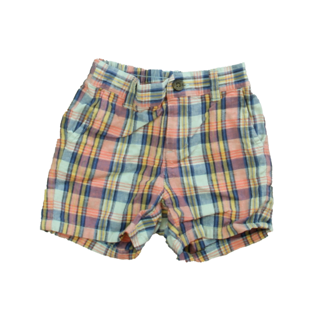 Janie and Jack Boys Blue | Pink Plaid Shorts size: 12-18 Months